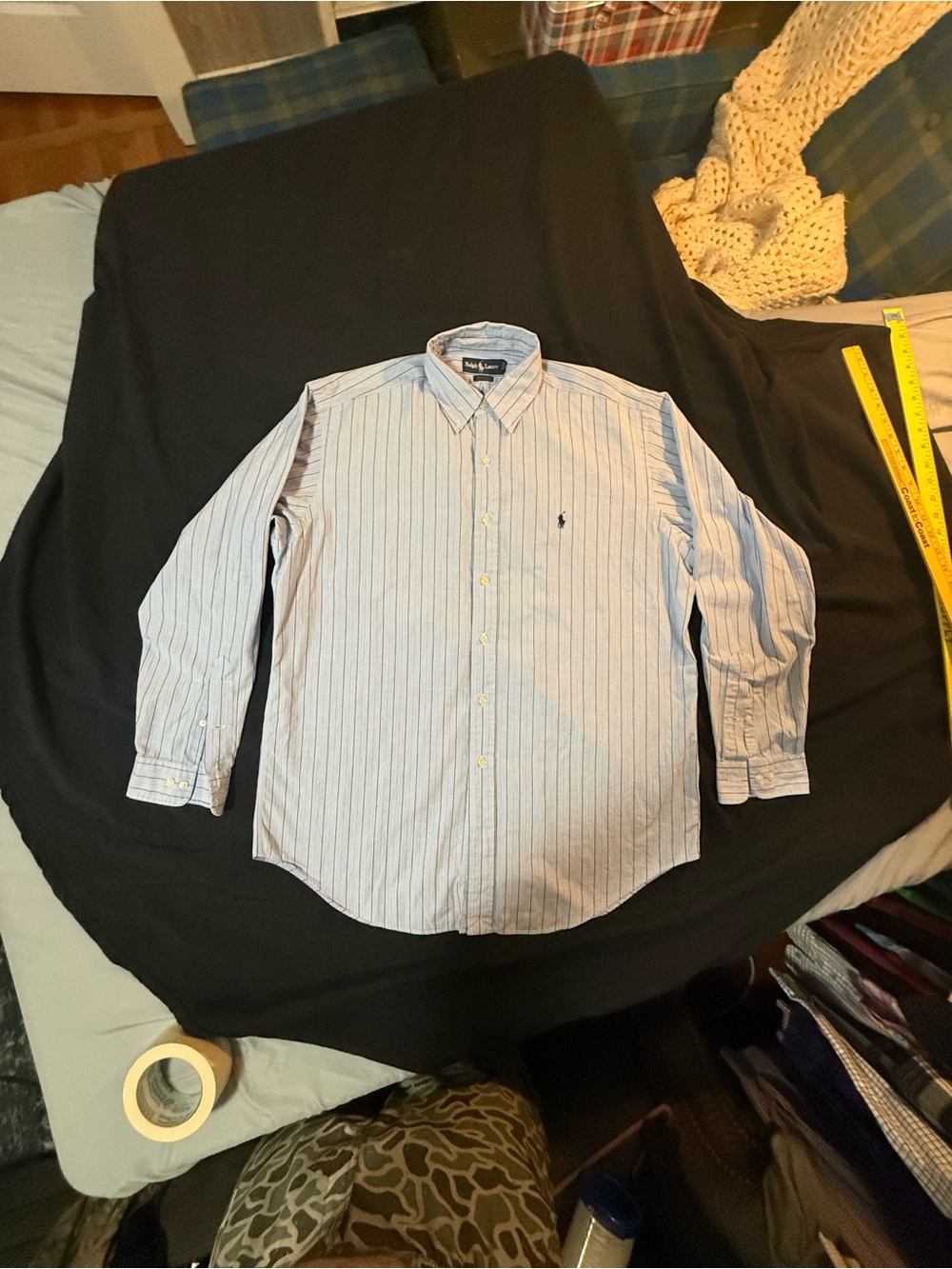 Lot Of 2 Polo Ralph Lauren Men’s Large Black Sweater Vest & Blue Button Shirt - Picture 7 of 12